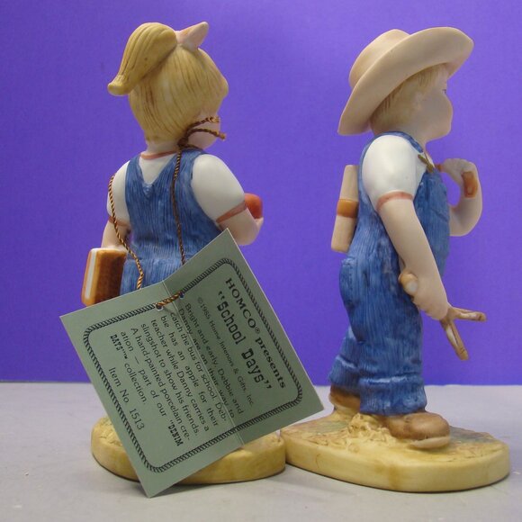 Homco Denim Days School Days Figurine #1513 Kids Boy Girl Americana Vintage tag - Picture 10 of 16